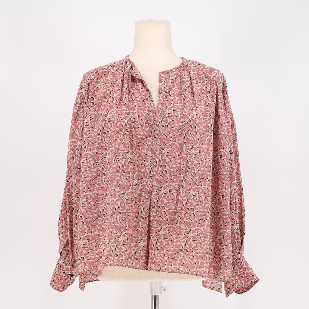 ISABEL MARANT Boxy Fit Foral Silk Log Sleeve Blouse Pale Pink Size 36/ US S
